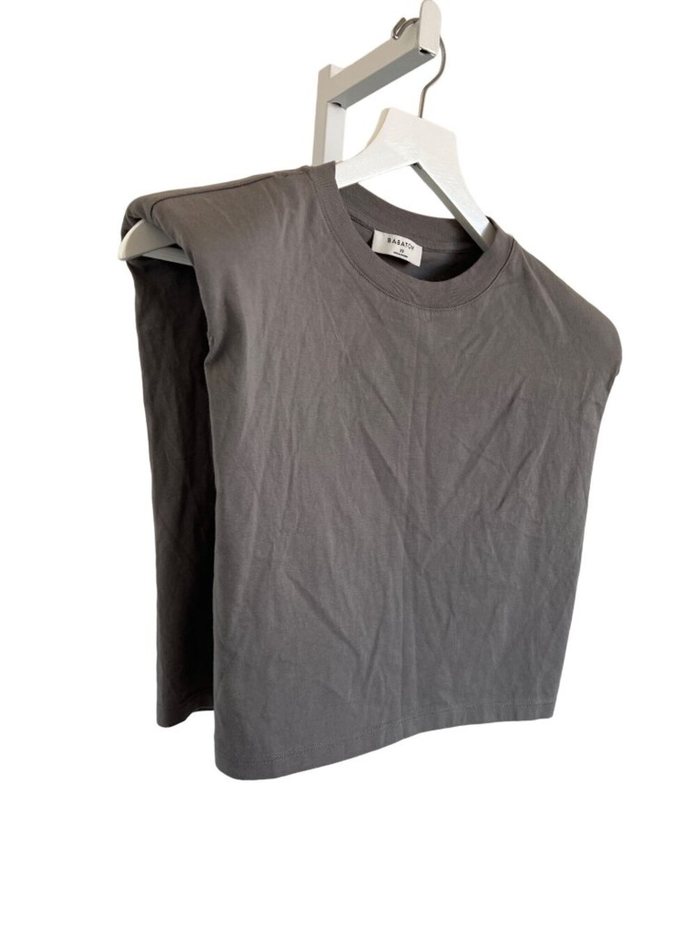 Babaton Grey Cropped Top With Shoulder Pads - Picture 3 of 4